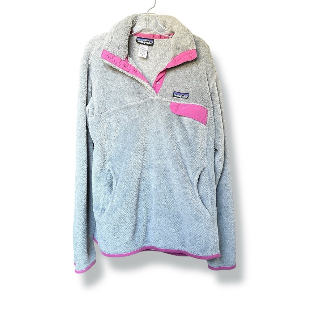 Patagonia Re-Tool Snap-T Grey Purple Fleece Button Up Pullover Sweatshirt M - Picture 4 of 8